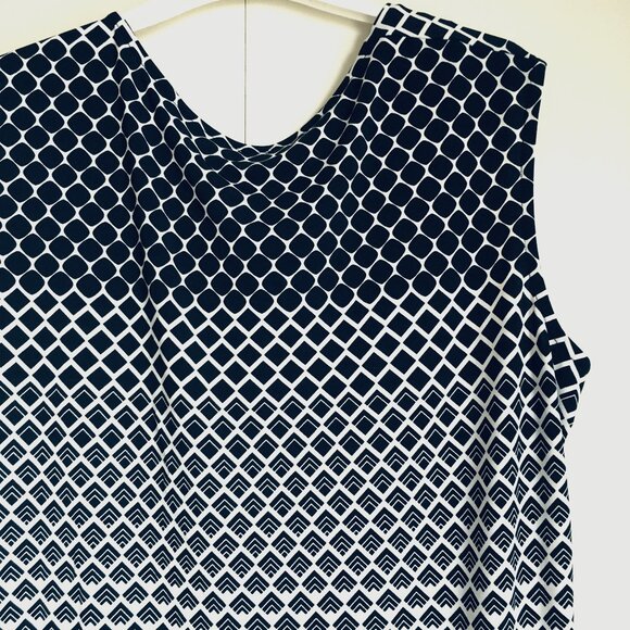 Cleo Asymmetrical B&W Geometric Patchwork Draped Neck Top - Picture 6 of 16